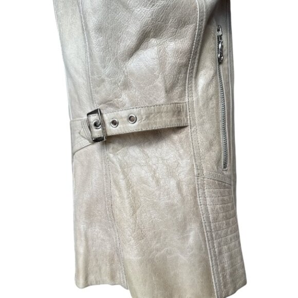 Schott NYC Vintage Women's Leather Jacket Cream Size Medium - Picture 4 of 11